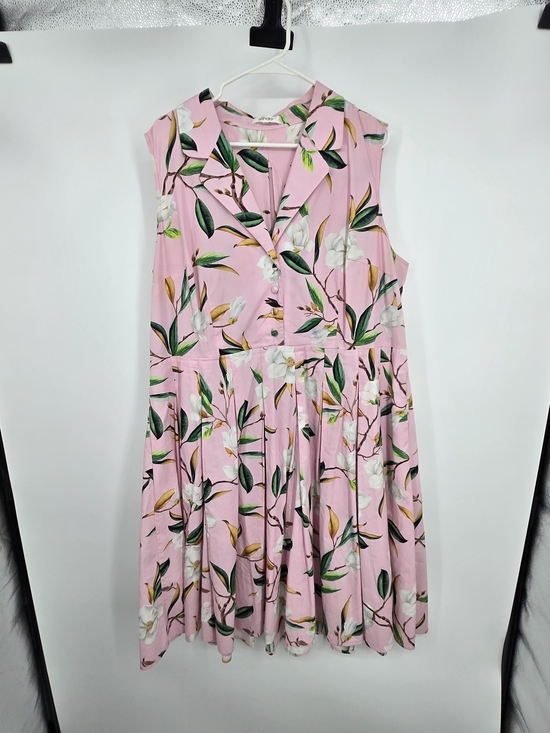 eshakti Dresses & Skirts - eshakti Pink Magnolia Print Floral V-Neck Sleeveless Midi Dress 2X NWOT (8770)